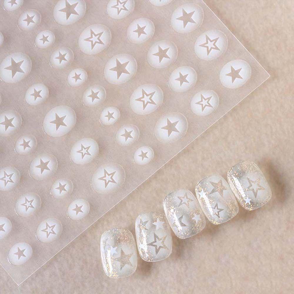 Miếng Dán Móng Tay Trong Mờ Tự Dính Hình Ngôi Sao Năm Cánh Trái Tim Cho Nữ