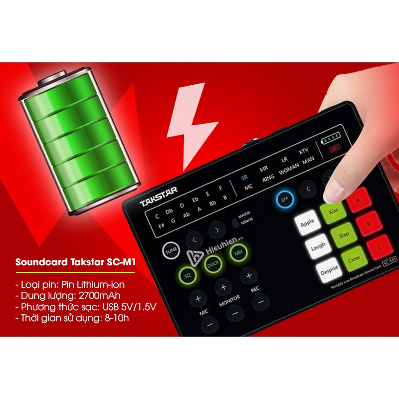 Sound Card thu âm livestream cao cấp Takstar SC-M1 chính hãnh . Sound card sc m1 tương thích với nhiều loại micro