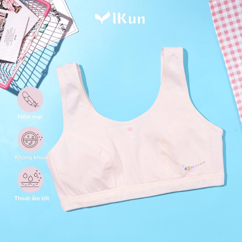 Áo lót bé gái mới lớn kiểu dáng chui đầu cotton kháng khuẩn thoáng khí IKun - ATK04