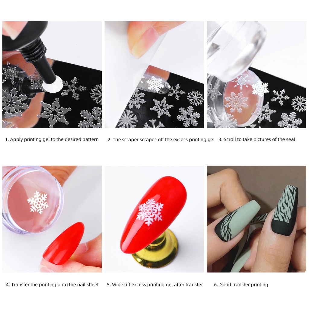 Set 2 Dụng Cụ In Hình Móng Tay Bằng Silicon Trong Suốt Kèm Dụng Cụ Cạo