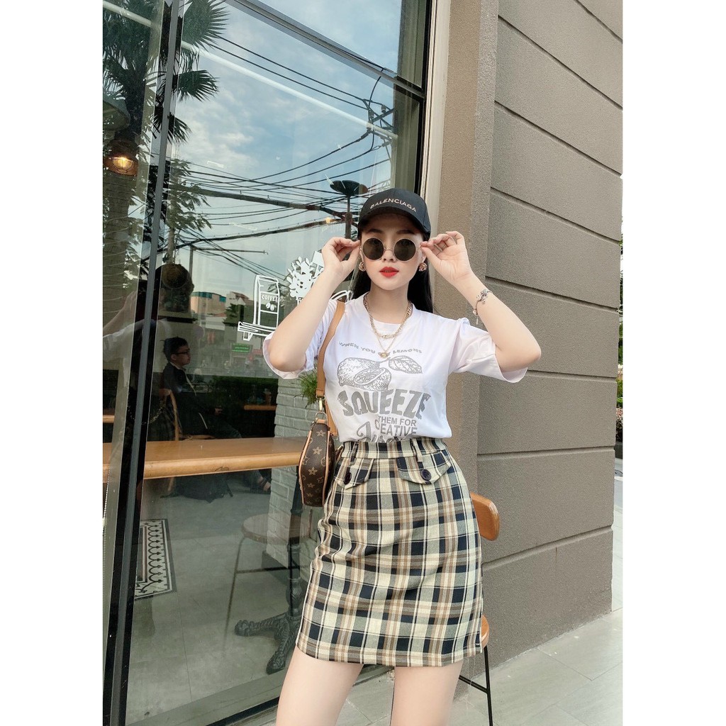Sét áo thun + váy kate. Có 1 màu. KÈm hình chụp thật 100%. Size dưới 54kg vừa. ĐƠn giản mà đẹp nha mấy chế