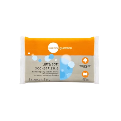 Combo 8 Gói Khăn Giấy 2 Lớp Bỏ Túi Guardian Mềm Mại, Thấm Hút Cao Gói 8 Tờ