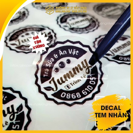 1m Decal nhựa, tem nhãn thiết kế và in ấn theo yêu cầu