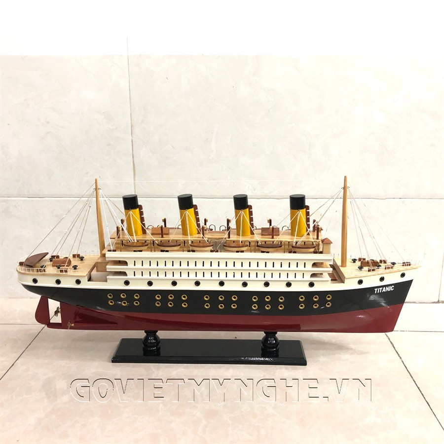 Mô hình tàu Titanic tàu gỗ trang trí tàu Titanic mô hình bằng gỗ - Gỗ sơn màu - Thân tàu dài 60cm