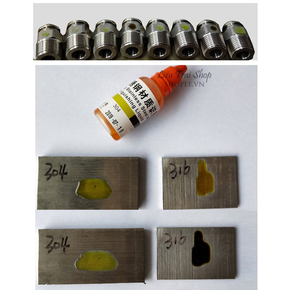 Dung dịch thử inox 316 test inox 316 phân biệt inox 316 không dùng pin