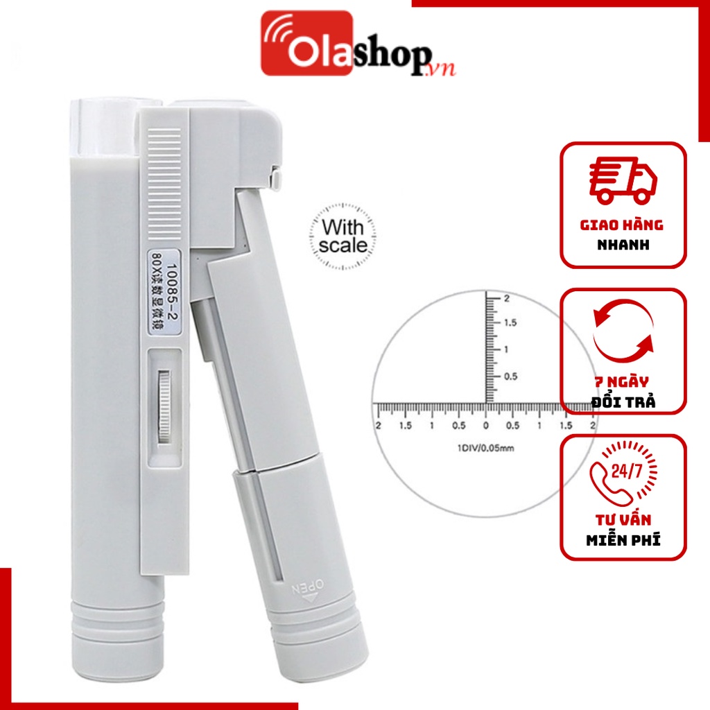 Kính lúp cầm tay độ phóng đại 100x có thước đo