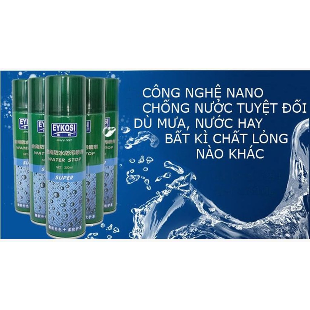 Bình Xịt NANO Chống Thấm EYKOSI Bản Mới 2020 - Chống Thấm Nước Giày Dép, Quần Áo, Đồ Da