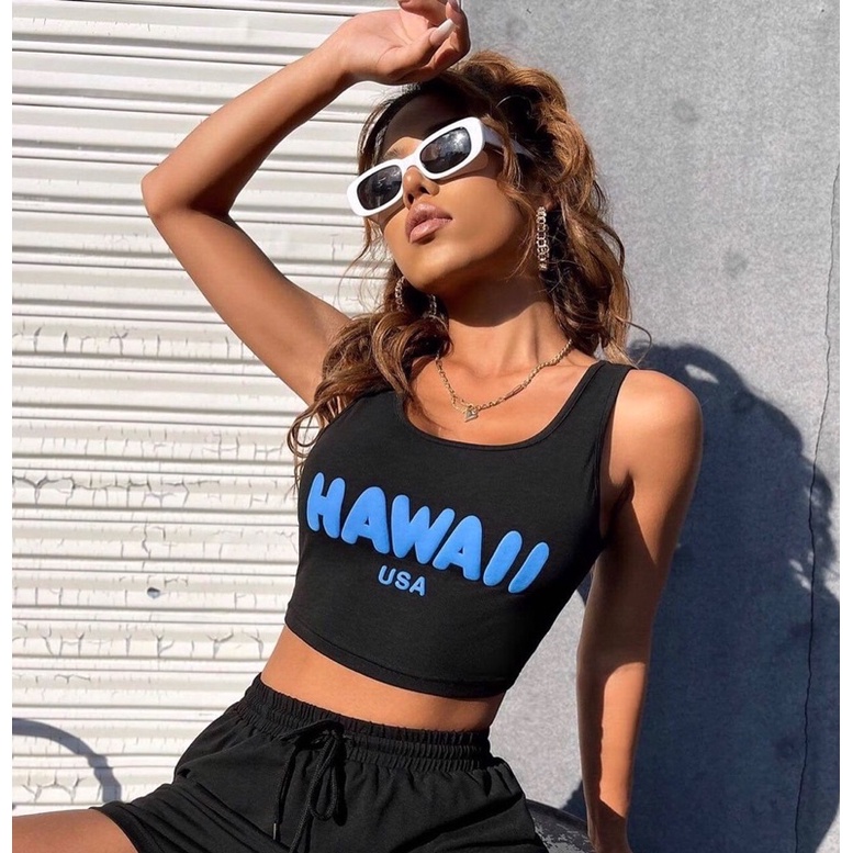 Áo thun ba lỗ in Hawall chất cotton vnxk