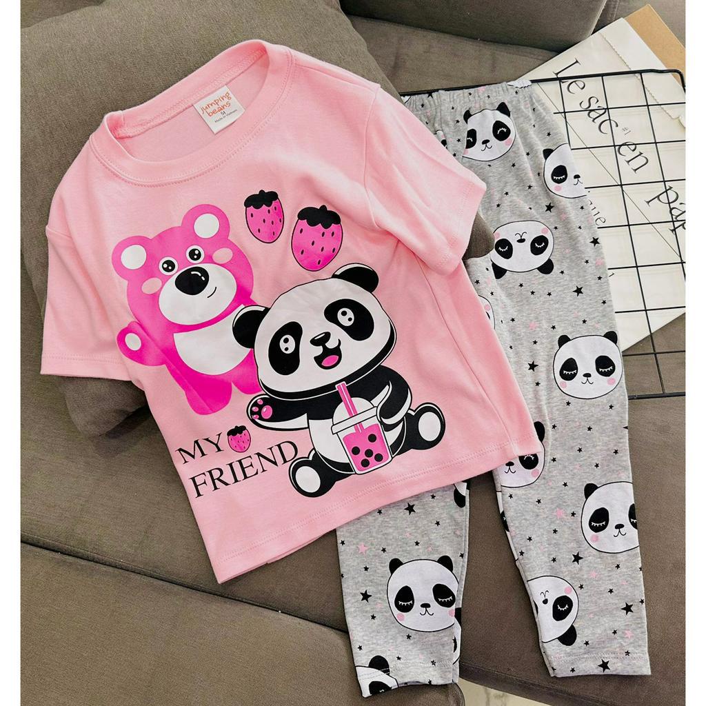 Đồ bộ bé gái - tay ngắn quần dài, thun borip đẹp co giãn màu đẹp y hình 225