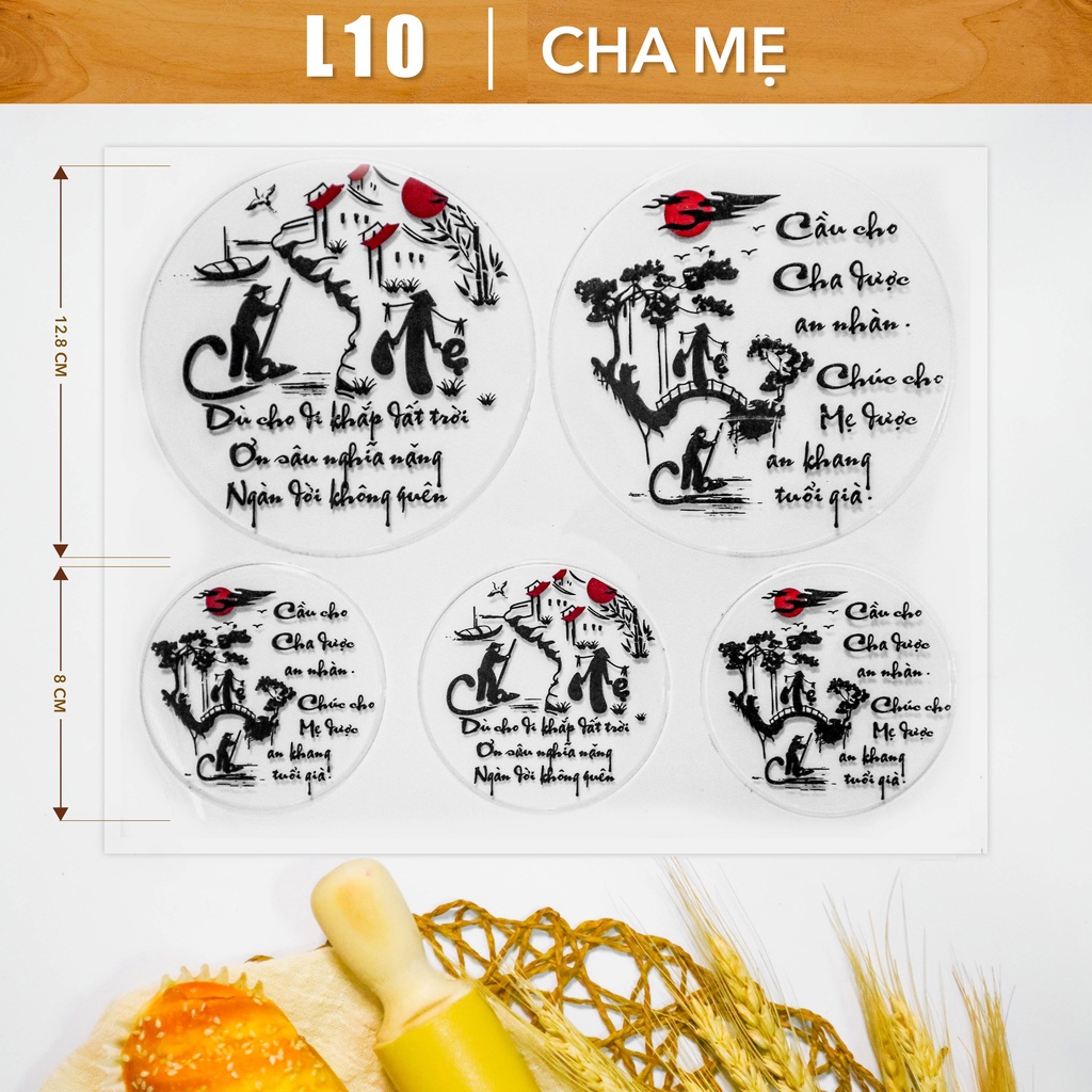 Hộp 10 khuôn socola in hình Cha, mẹ - Chocolate mold Father and Mother (MS L10) - Đồng Tiến Việt Nam