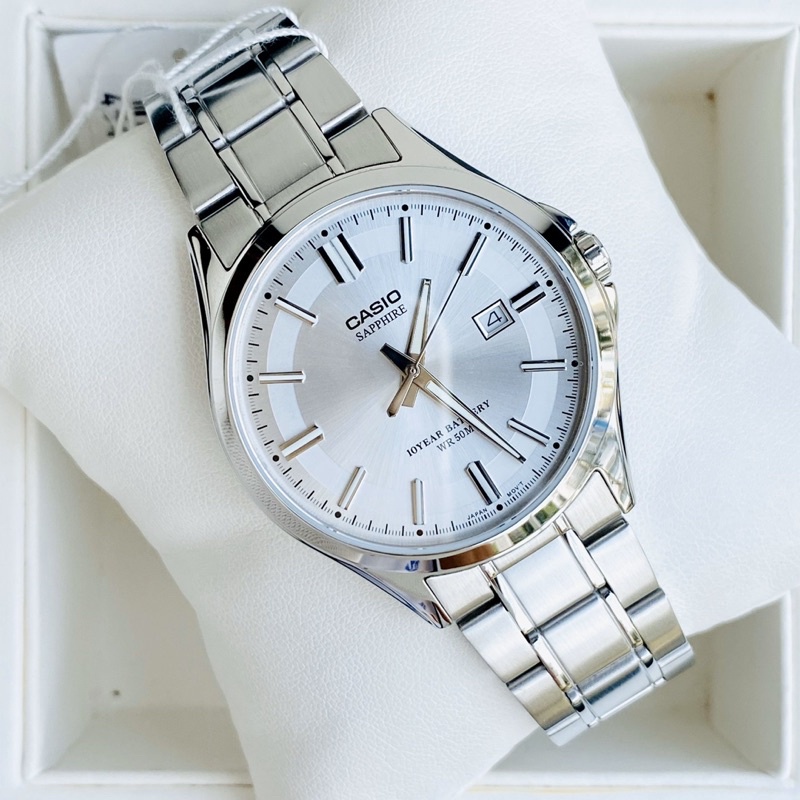Đồng hồ Nam Casio MTS-100D-7AV, đồng hồ chính hãng, bạc mặt trắng