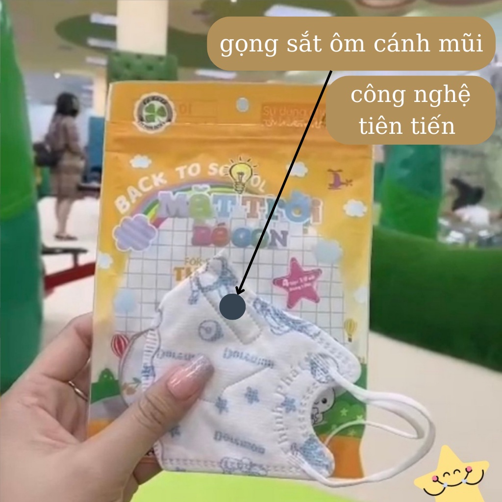 Khẩu trang em bé, SET 10 CÁI KHẨU TRANG GẤU PANDA, DOREMON, MẦM CHỒI LÁ CHO BÉ