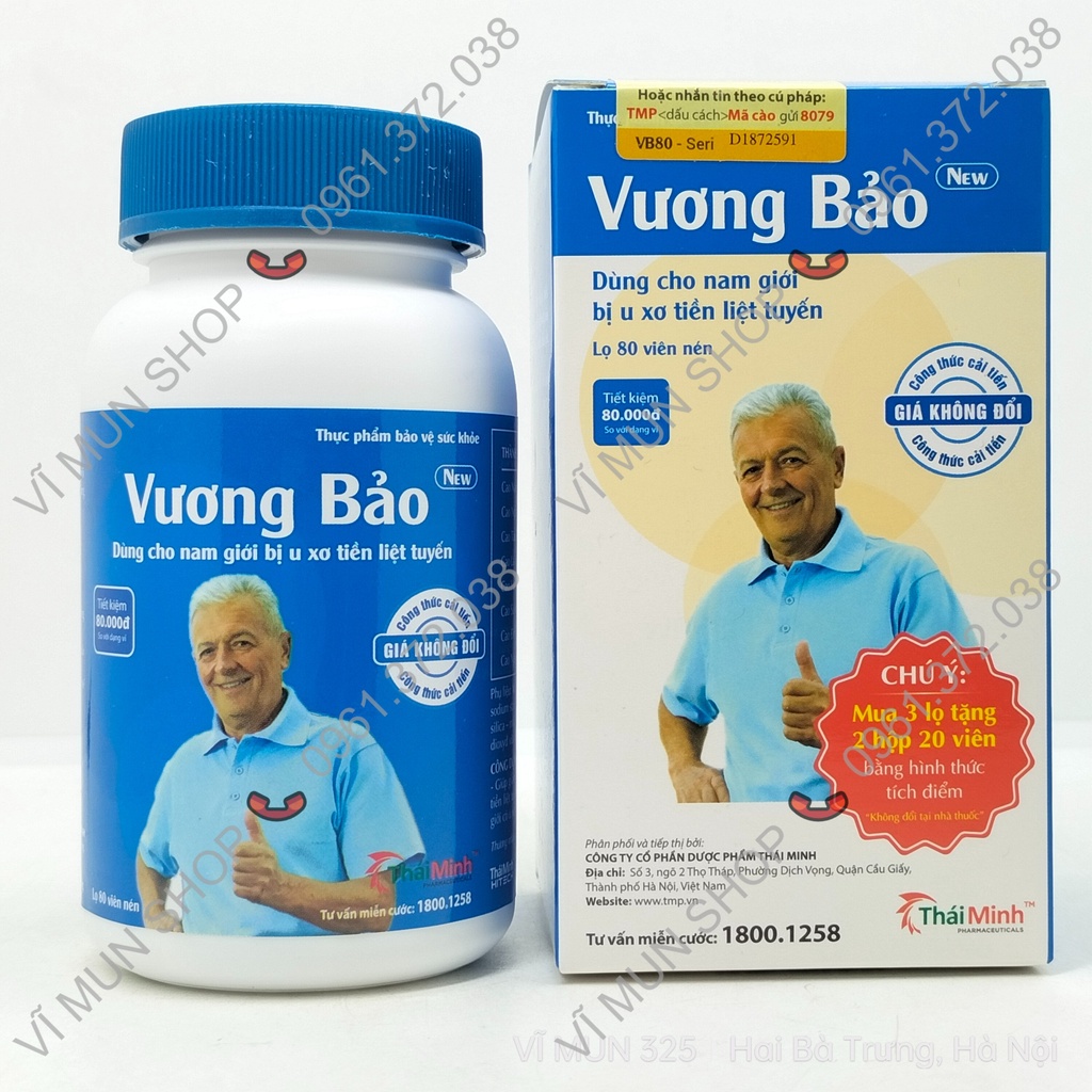 Viên uống Vương Bảo lọ 80 viên – dành cho nam giới bị u xơ tiền liệt tuyến