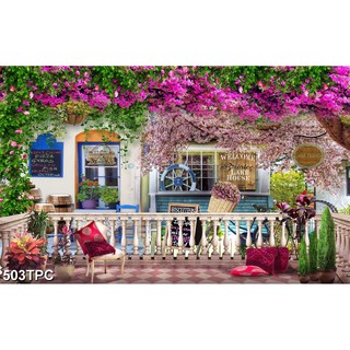 Tranh dán tường 3d rèm cửa phong cảnh thiên nhiên - tranh nền phòng live tream