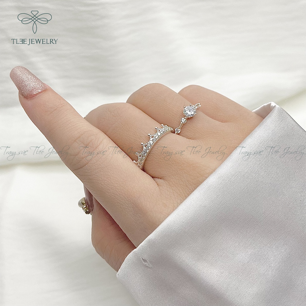 Nhẫn bạc nữ TLEE king nạm đá cao cấp NCJ A0100