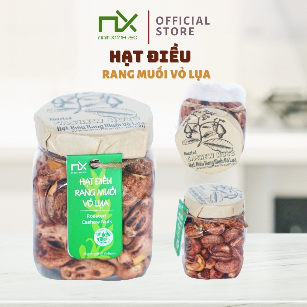 Hạt Điều Rang Muối Vỏ Lụa Salted Cashew Nuts With Skin Nam Xanh