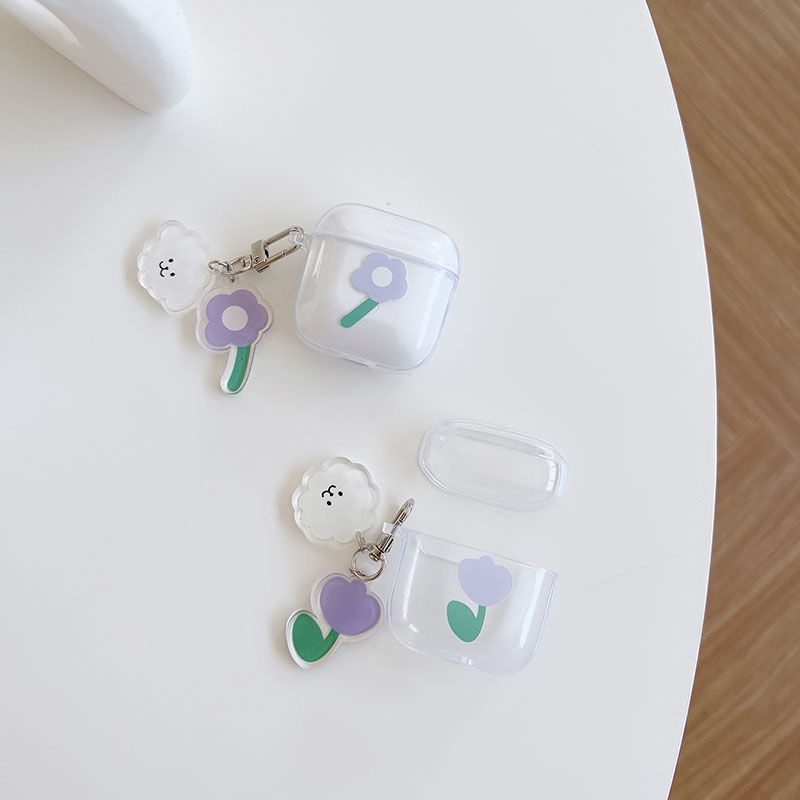Vỏ Bảo Vệ Hộp Sạc Tai Nghe Bluetooth Xiaomi Redmi Buds 3 Bằng TPU Trong Suốt Họa Tiết Hoa Dễ Thương