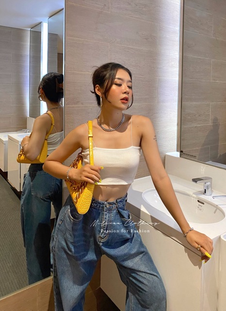 [HÌNH THẬT] ÁO NỮ CROPTOP HAI DÂY NHỎ BASIC CT01 FREESIZE DƯỚI 65KG | BigBuy360 - bigbuy360.vn