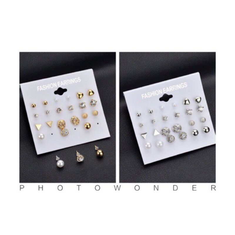 Set 12 Đôi Khuyên Tai Thời Trang Hàn Quốc