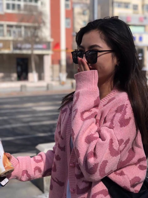 [HÀNG ORDER] Áo Cardigan len hoạ tiết da beo lông chìm | BigBuy360 - bigbuy360.vn