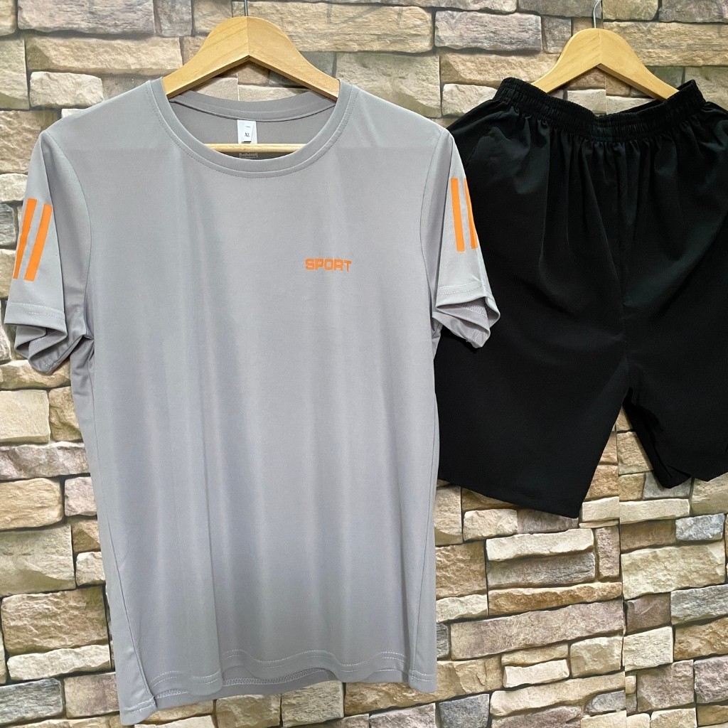 Bộ Thể Thao Nam Thun Lạnh Vải Trơn Cổ Tròn 4 Chiều - Thoải Mãi tập GYM | BigBuy360 - bigbuy360.vn