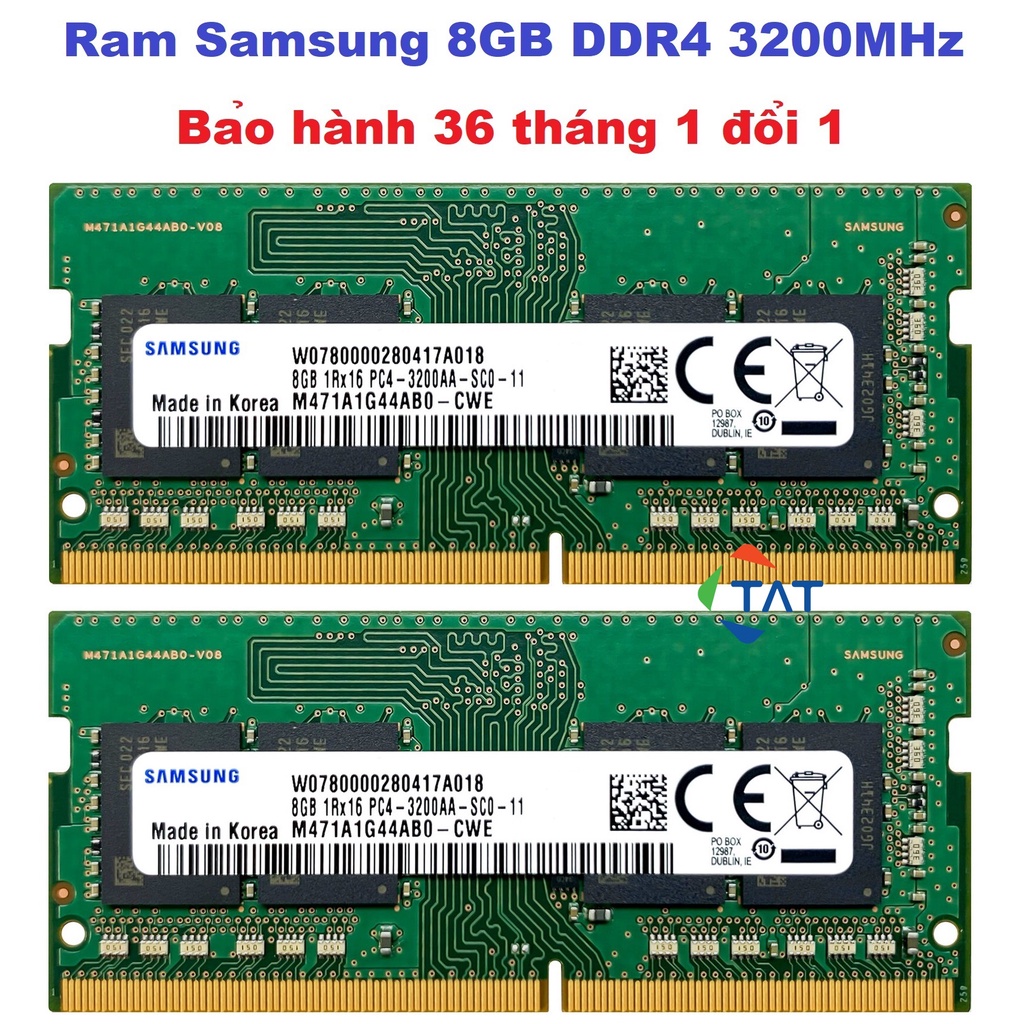 Ram Laptop DDR4 8GB Samsung 3200MHz Chính Hãng - Mới Bảo hành 36 tháng