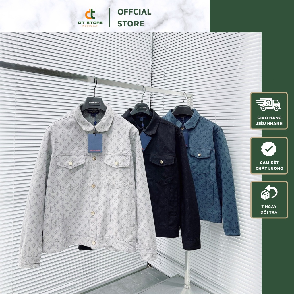 Áo Khoác Nam Lv Dập Vân Phối Họa Tiết Túi Ngực - Áo Khoác Lv Chất Vải Thô Cao Cấp Dành Cho Nam DT STORE MENWEAR