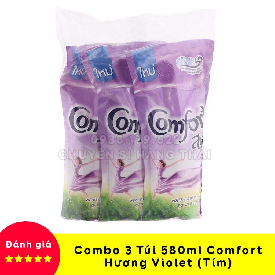 【ƯU ĐÃI】Combo 3 Túi Nước Xả Vải Comfort Thái Lan 580ml (Được Chọn Màu)