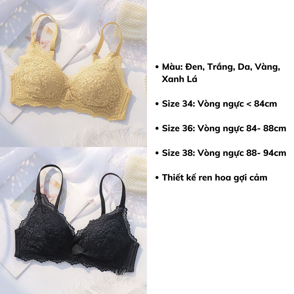Áo ngực nữ không gọng đệm mỏng ôm ngực, áo lót ren hoa gợi cảm DOPICO A2004
