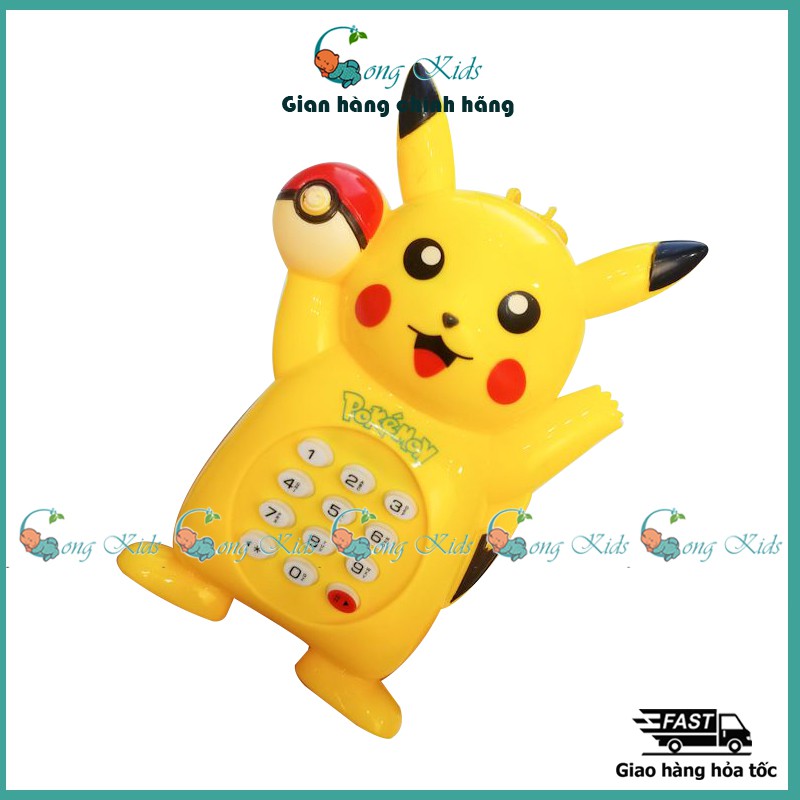 【Có nhạc】Đồ chơi điện thoại bàn cầm tay Pikachu dùng pin xinh xắn, ngộ nghĩnh cho bé