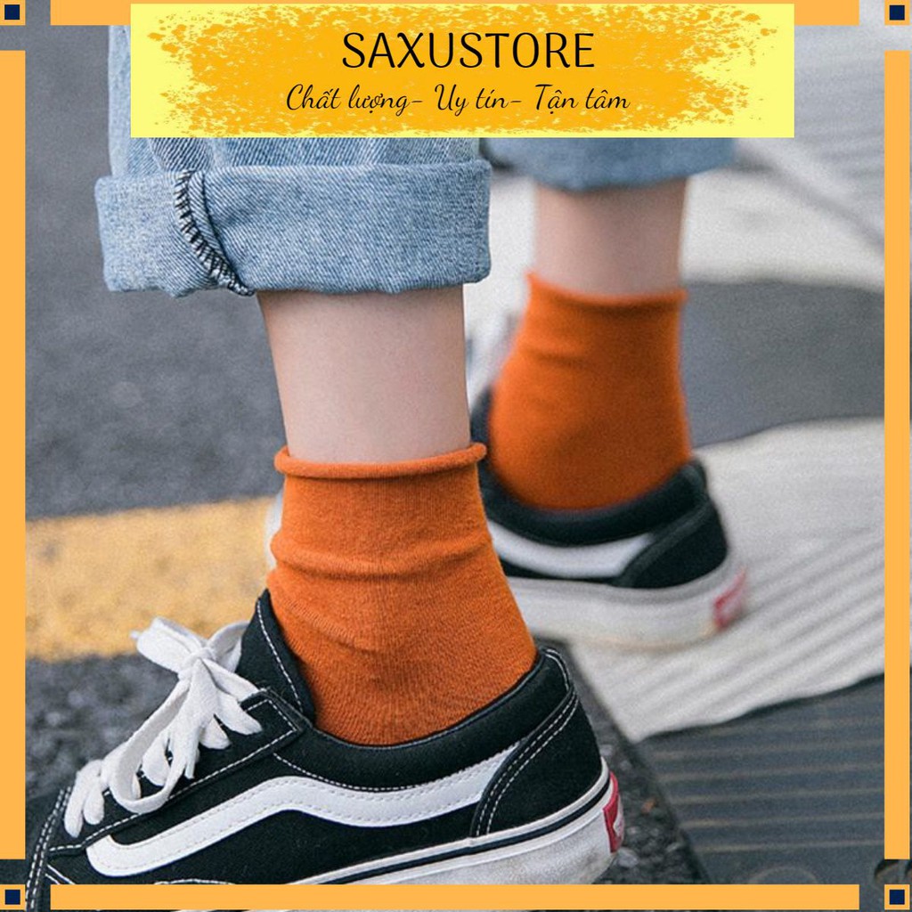 Tất cổ trung cho nữ 𝑭𝒓𝒆𝒆𝒔𝒉𝒊𝒑Lố 10 đôi tất nữ màu muối tiêu cổ trung cotton dệt chuẩn đẹp