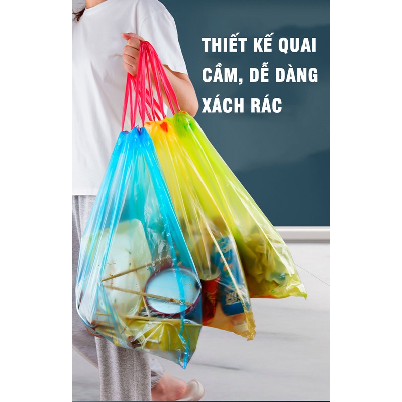 [Mã LIFEXANH03 giảm 10% đơn 500K] [COMBO 5] Cuộn túi đựng rác có quai xách SIÊU DAI, SIÊU CHỊU LỰC VKIT