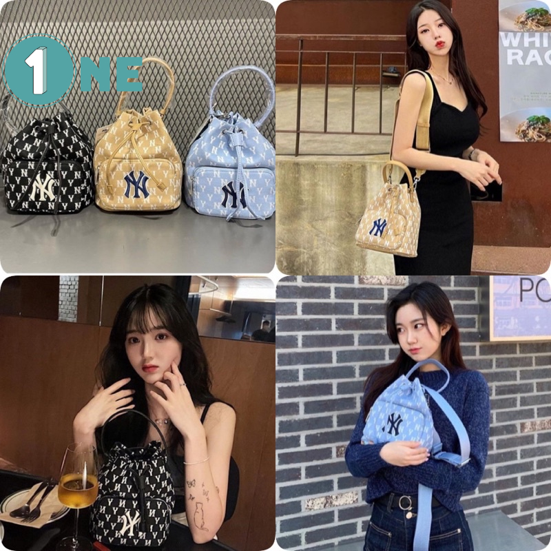 ( Chuẩn Hãng ) Túi Rút MLB NY Monogram Bucket Bag New York Yankees Full Tag Mac