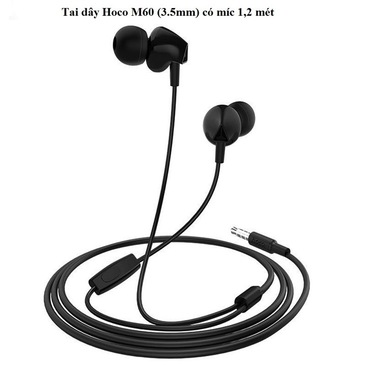 [FREESHIP] TAI NGHE ĐIỆN THOẠI 3.5MM HOCO M60 CÓ MÍC - Nhạc Hay - Giá Tốt - PHỤ KIỆN CÔNG NGHỆ HÀ NỘI - 17001