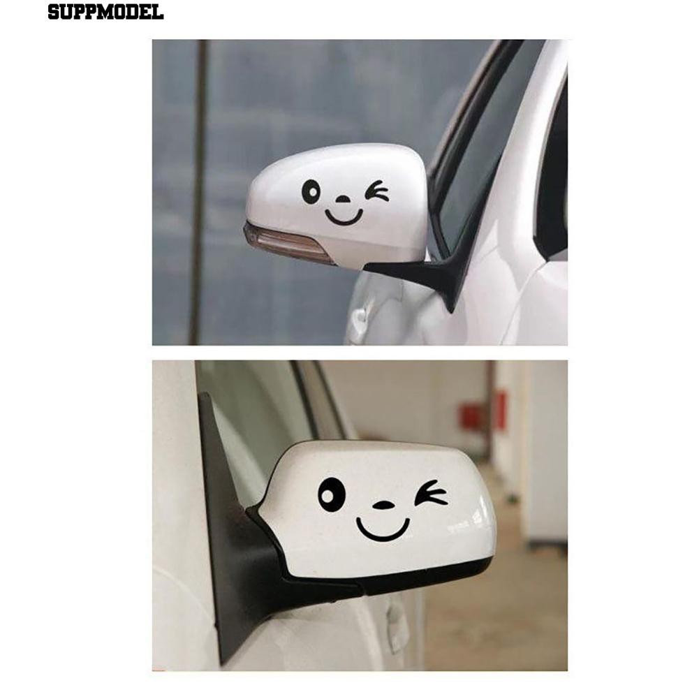 Set 2 Decal Hình Mặt Cười Dán Kính Chiếu Hậu Xe Hơi Trang Trí