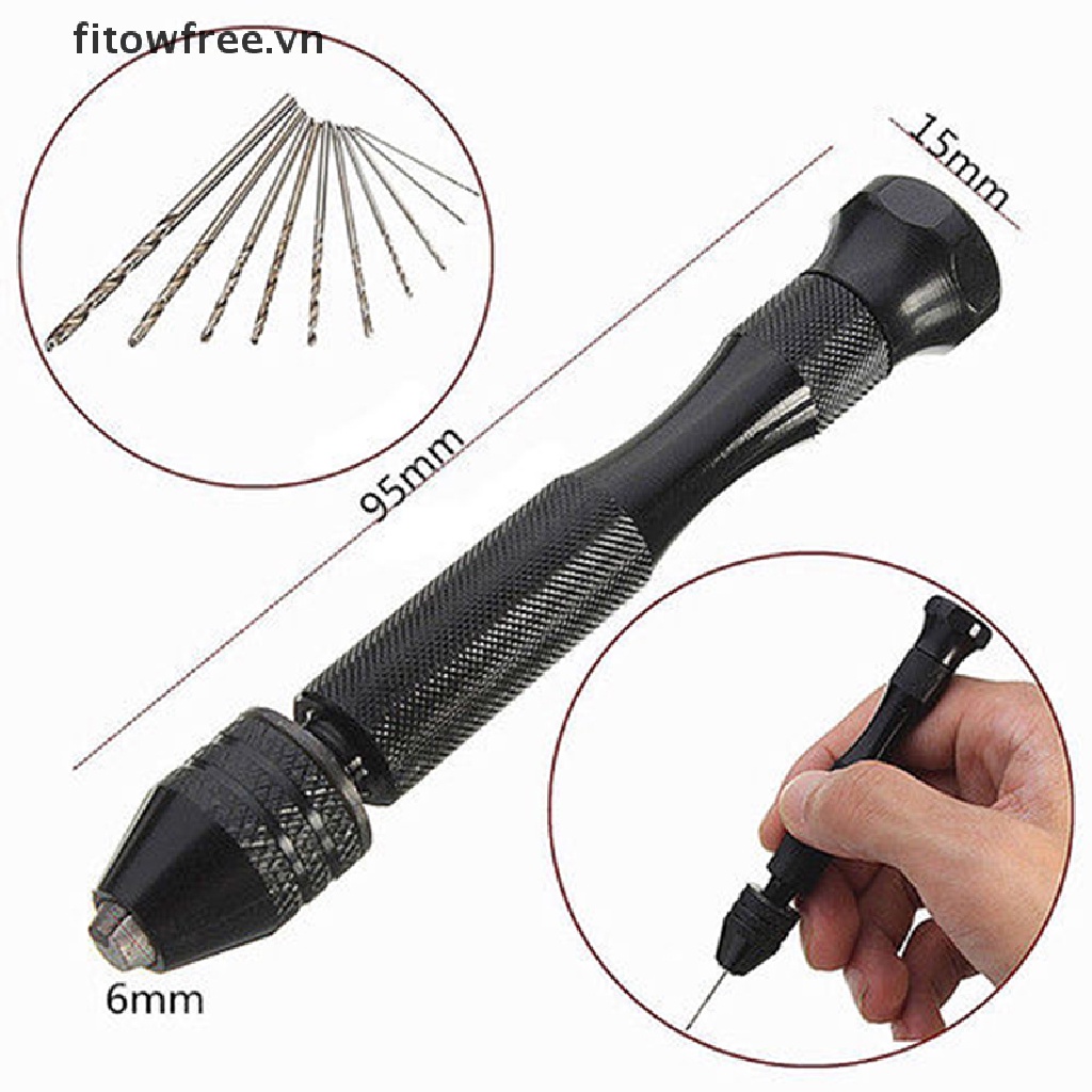 Bộ mũi khoan cầm tay kèm 10 mũi khoan xoắn mini bằng nhôm