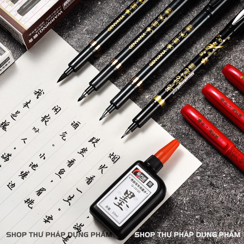 Bút Viết Chữ Hán, chữ Trung CHUYÊN DỤNG, Bút luyện viết thư pháp, viết calligraphy Chính Hãng Genvana