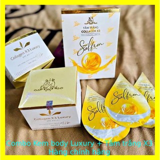 Combo Kem Body Collagen X3 Luxury + Tắm Trắng Collagen X3 Luxury Chính Hãng