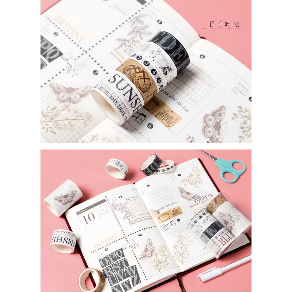 Set băng dính washi tape trang trí planner scrapbook WST133