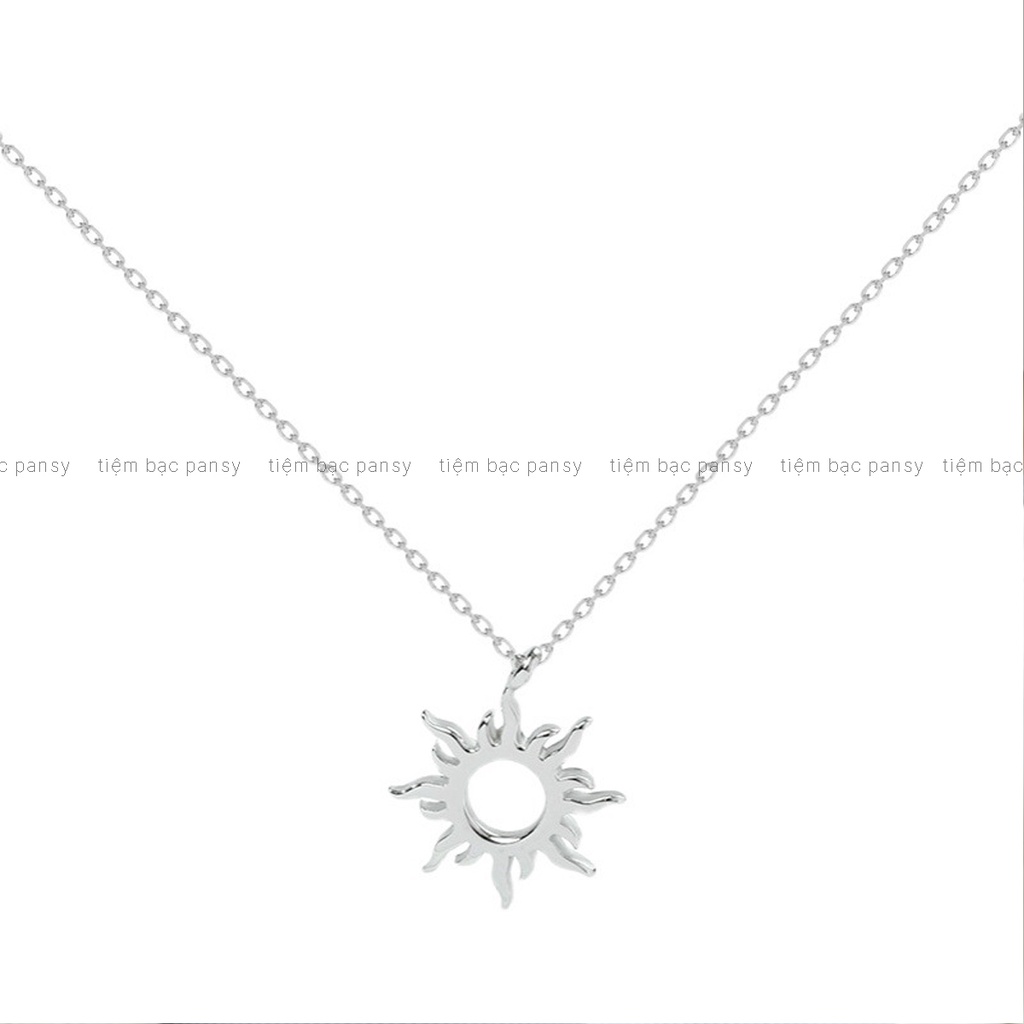 Dây chuyền bạc nữ PANSY hình mặt trời cuốn hút, vòng cổ hoa mặt trời The Sun bằng bạc ta 925