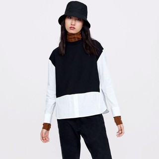 Áo sơ mi ZARA kết hợp cotton đen cực đẹp