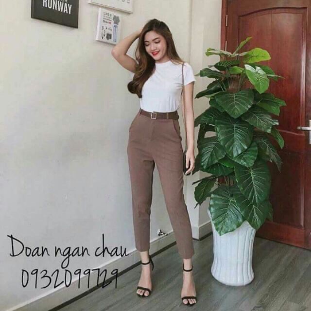 Quần baggy vải cạp cao kèm đai lưng | BigBuy360 - bigbuy360.vn