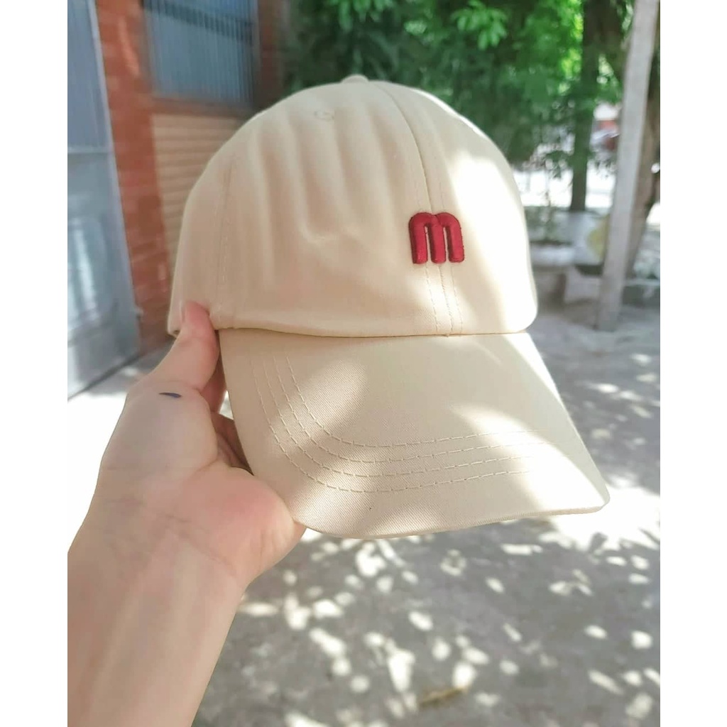 Mũ Lưỡi Trai Unisex LOPDOP Thêu Chữ M Phong Cách Thời Trang Ullzzang Hàn Quốc