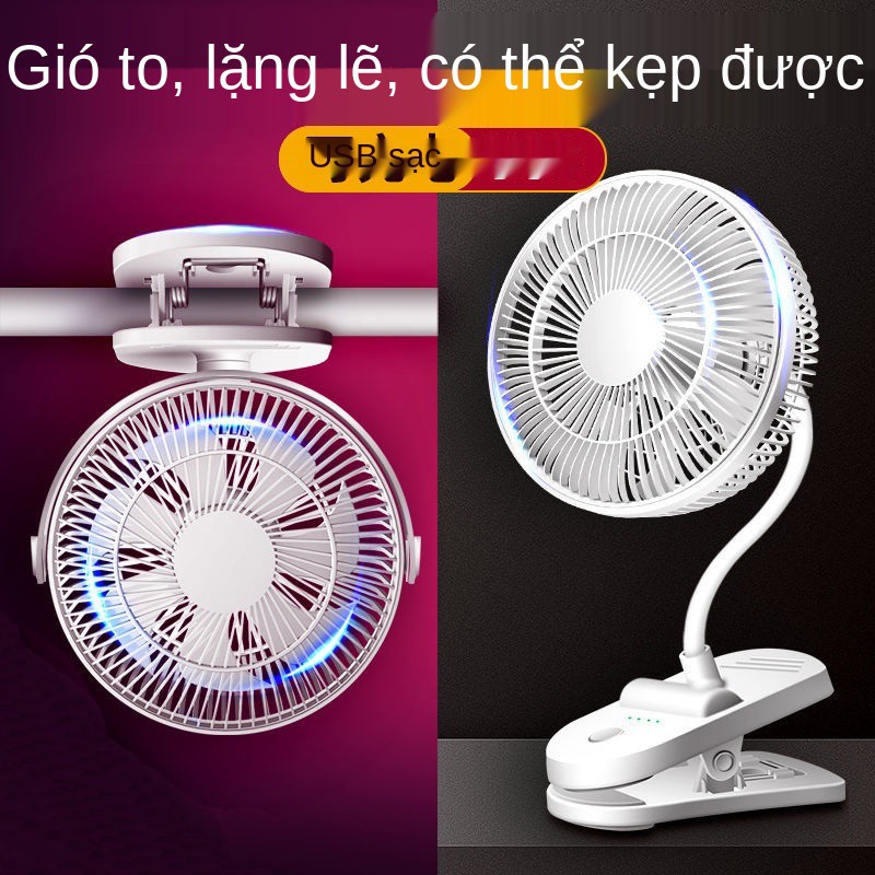 Sạc nhỏ Quạt kẹp giường đầu di động siêu êm ký túc xá sinh viên bàn để