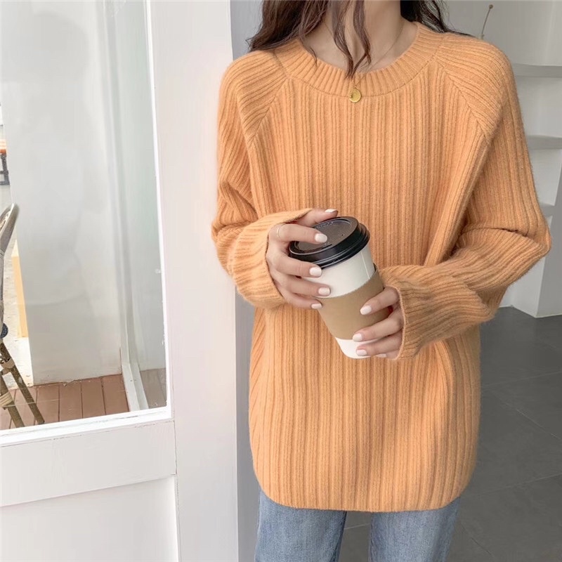 Áo len nữ chui đầu form rộng chất dày phong cách Hàn