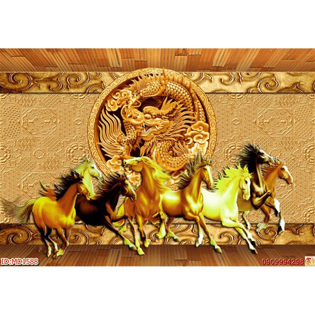 TRANH DÁN TƯỜNG BÁT MÃ 3D - TRANH MÃ ĐÁO THÀNH CÔNG