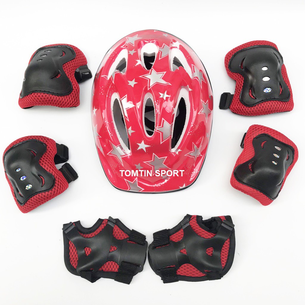 Combo mũ bảo hiểm thể thao và bảo hộ chân tay bảo vệ cho trẻ em trượt patin, ván trượt và đạp xe TOMTIN SPORT