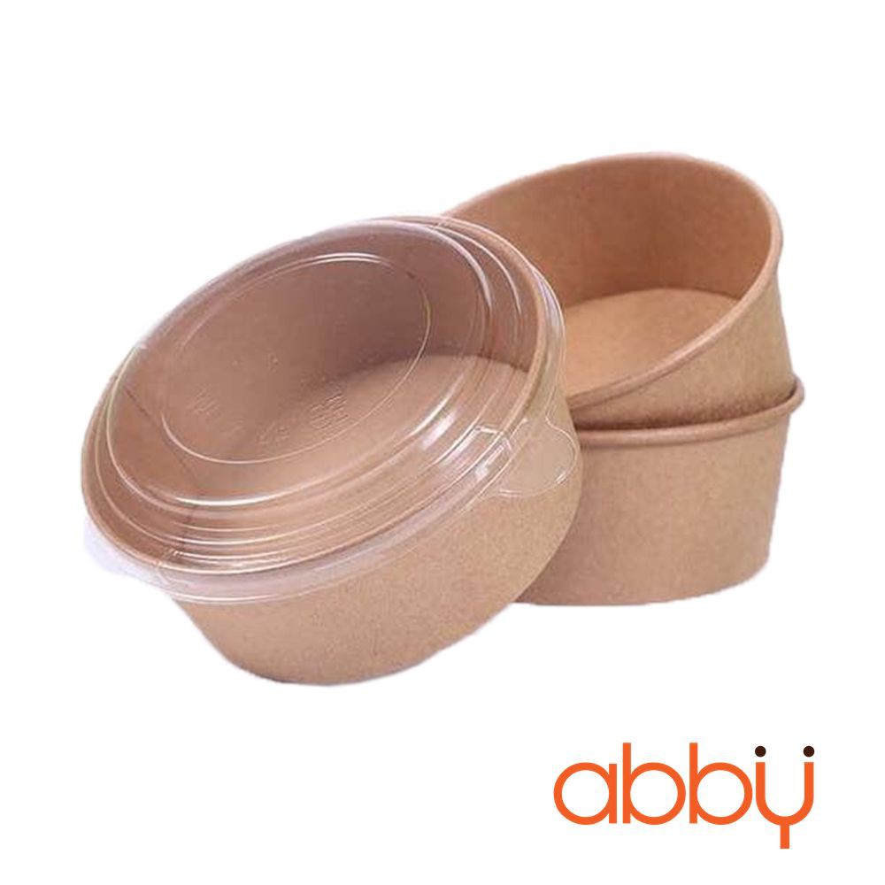Bát giấy kraft nắp PET 1000ml (10 chiếc)