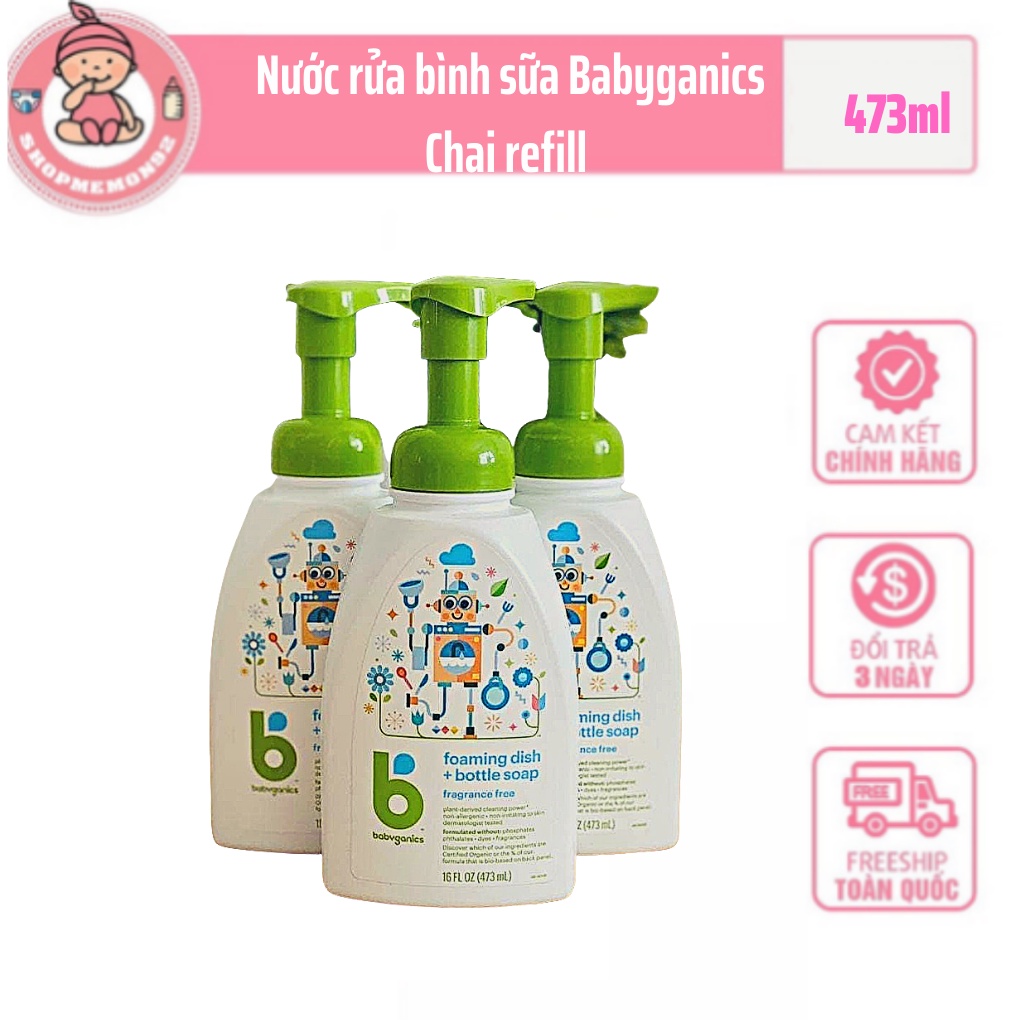 Nước rửa bình sữa Babyganics Chai refill 473ml