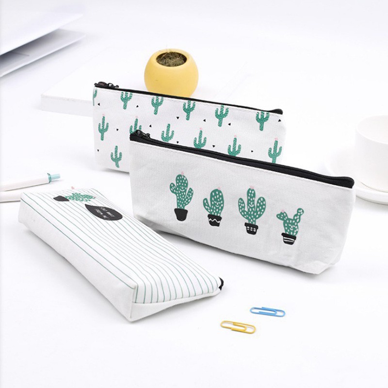 Hộp bút vải canvas xương rồng cute dễ thương giá rẻ